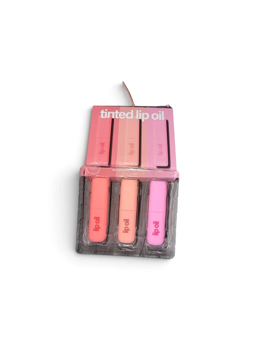 Tinted Lip Oil Trio — Coral, Peach & Pink Hydrating Gloss Set